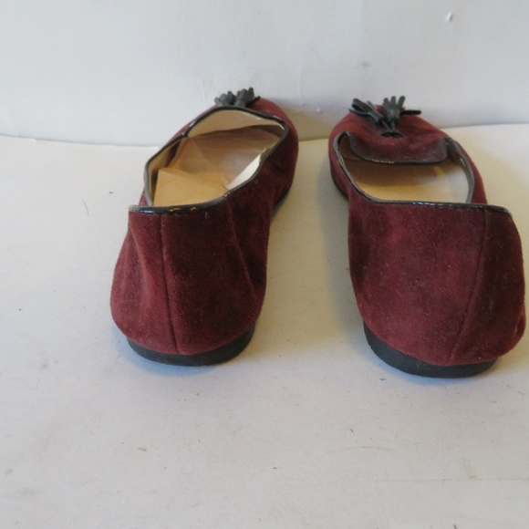 PRINCIPESSA MAROON/DARK RED SUEDE FLATS 8 - Picture 5 of 7